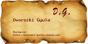 Dvorszki Gyula névjegykártya